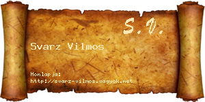 Svarz Vilmos névjegykártya